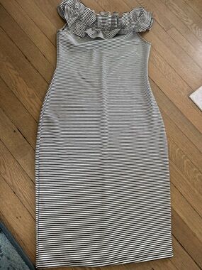 Zara Striped Dress with Ruffle Collar